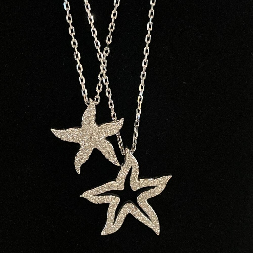 Swarovski Holly Starfish Double Strand Rhodium-Plated Silver Necklace